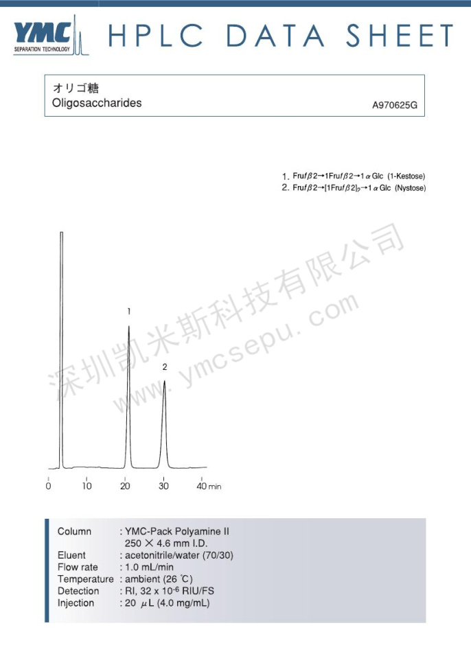 蔗果三糖与四糖分离的液相色谱图